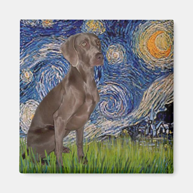 Starry Night - Weimaraner (Z) Magnet (Framsidan)