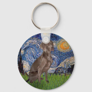 Starry Night - Weimaraner (Z) Nyckelring