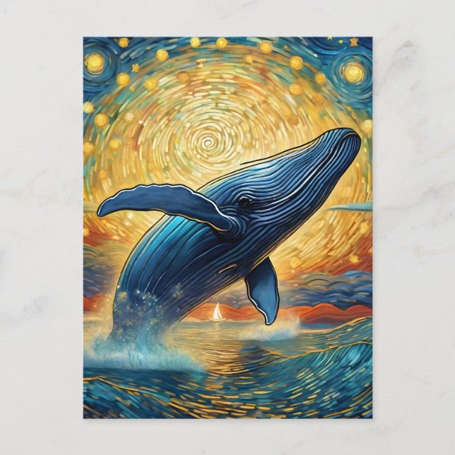 Starry Night Whale Vykort (Framsida)