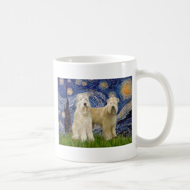 Starry Night - Wheaten Terriers (2) Kaffemugg (Höger)