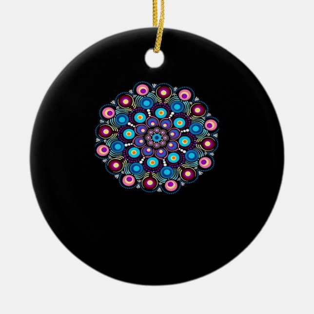 Starry Night Whimsigoth Dot Mandala Julgransprydnad Keramik (Framsidan)