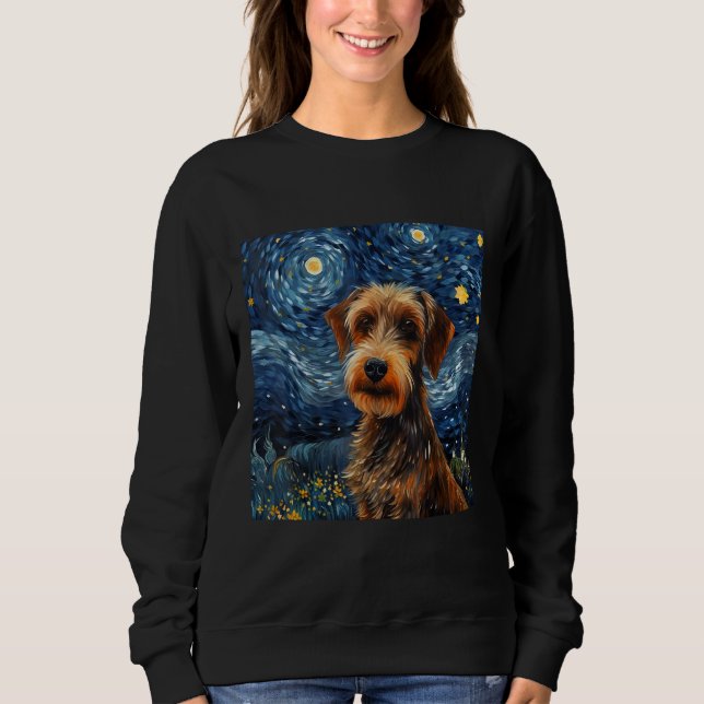 Starry Night Wirehsted Dachshund - Wirehsted Dac T Shirt (Framsida)