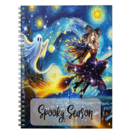 Starry Night Witchy Halloween Design Anteckningsbok