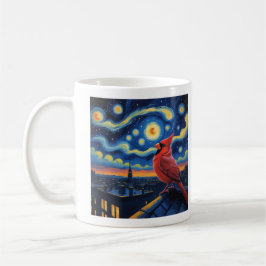 Starry Night with Northern Kardinal Kaffemugg