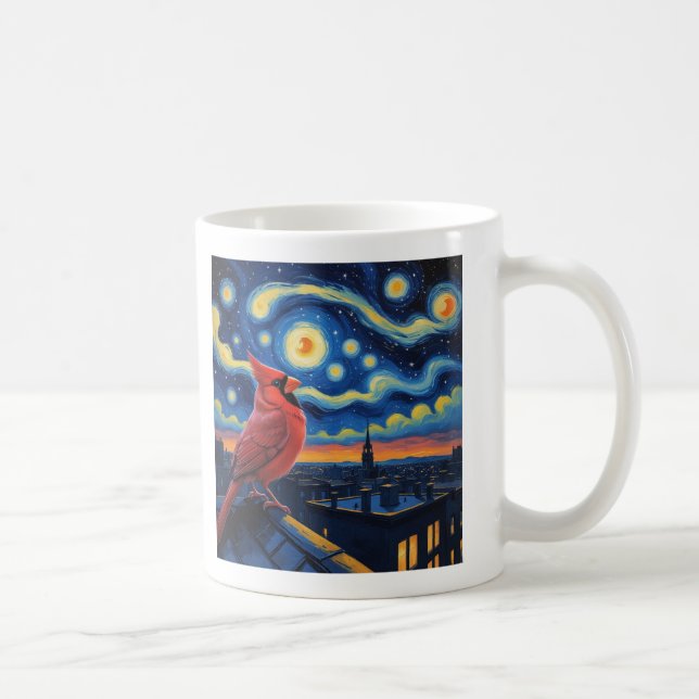 Starry Night with Northern Kardinal Kaffemugg (Höger)