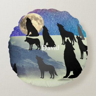 Starry Night Wolfpack Rund Kudde