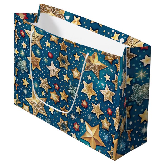 Starry Night Wrapping Papper Shimmering and Festiv (Framsidan Vinklad)