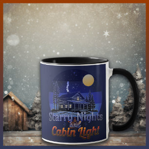 Starry Nights and Cabin Light Retro Sunset Mugg
