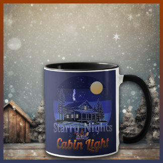 Starry Nights and Cabin Light Retro Sunset Mugg