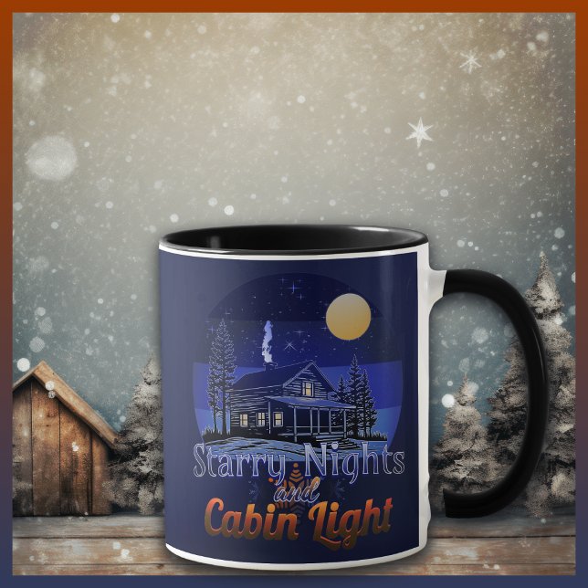 Starry Nights and Cabin Light Retro Sunset Mugg (Skapare uppladdad)