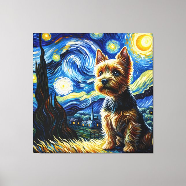 Starry Norwich Terrier Hund Porträtt - Pet Porträt Canvastryck (Framsida)