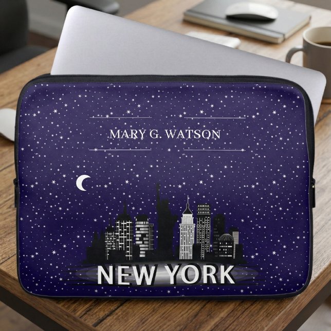 Starry NYC Cityscape Custom Laptop Fodral (Skapare uppladdad)