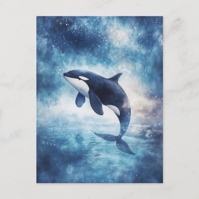 Starry Orca Whale Celestial Galaxy Vykort (Framsida)