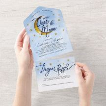 Starry över Måne Blue Guld Pojke Shower