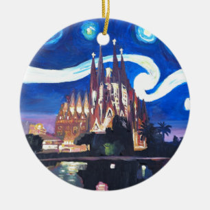 Starry på nätterna på Sagrada Familia i Barcelo Julgransprydnad Keramik