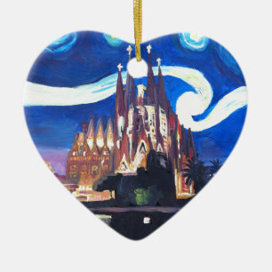 Starry på nätterna på Sagrada Familia i Barcelo Julgransprydnad Keramik