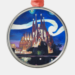 Starry på nätterna på Sagrada Familia i Barcelo Julgransprydnad Metall