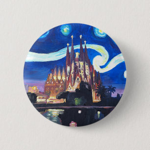 Starry på nätterna på Sagrada Familia i Barcelo Knapp