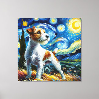 Starry Parson Russell Terrier Hund Porträtt Canvastryck