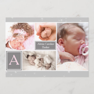 Starry Photo Collage Birth Notice Meddelande