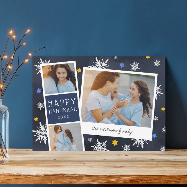 Starry Photobooth | Hanukkah Photo Collage Card Julkort (Skapare uppladdad)