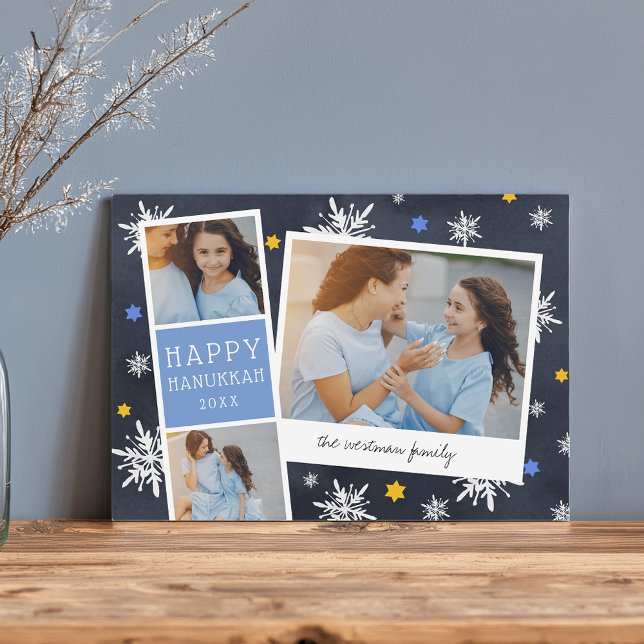 Starry Photobooth | Hanukkah Photo Collage Card Julkort (Skapare uppladdad)