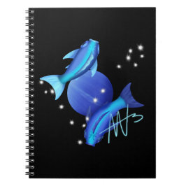 Starry Pisces Neptune Zodiac Anteckningsbok