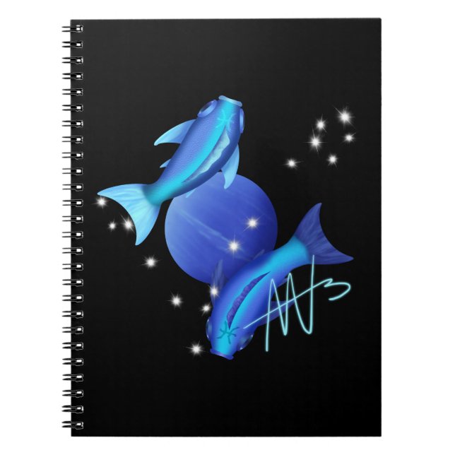 Starry Pisces Neptune Zodiac Anteckningsbok (Framsidan)