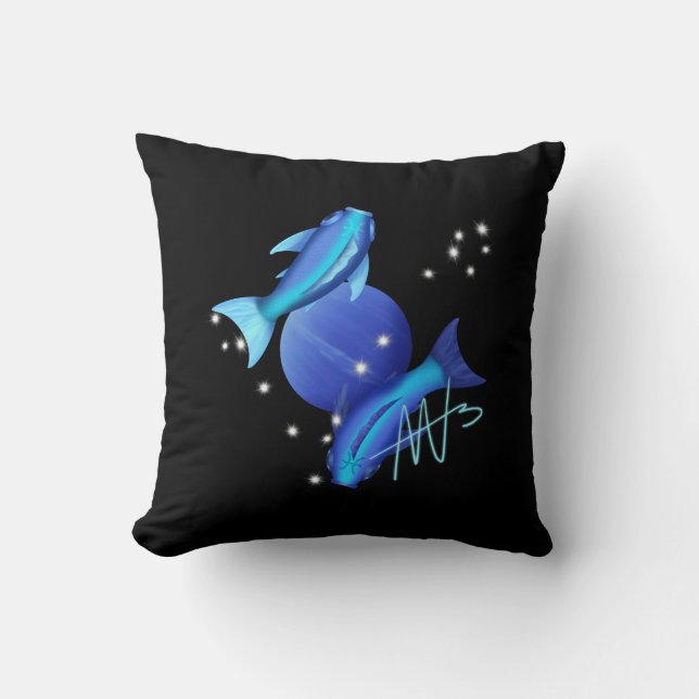 Starry Pisces Neptune Zodiac Kudde (Framsida)