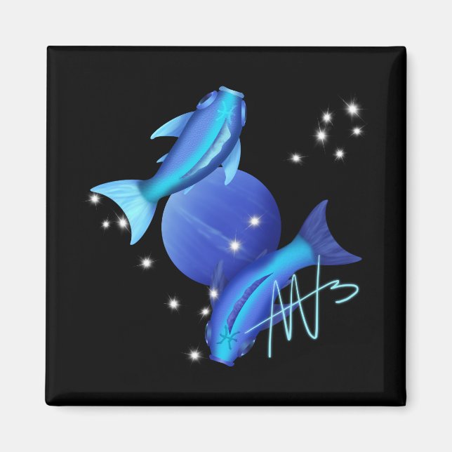 Starry Pisces Neptune Zodiac Magnet (Framsidan)