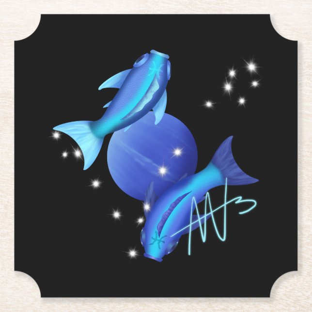Starry Pisces Neptune Zodiac Underlägg Papper (Framsida)