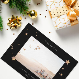 Starry Premium Black Onyx Christmas Photo Happy Julkort
