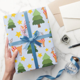 Starry Reindeer Nights Julgran Light Blue Presentpapper