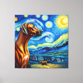 Starry Rhodesian Ridgeback Hund Porträtt Canvastryck