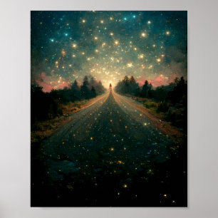 Starry Road Fantasy Ligcape Sci-Fi Poster