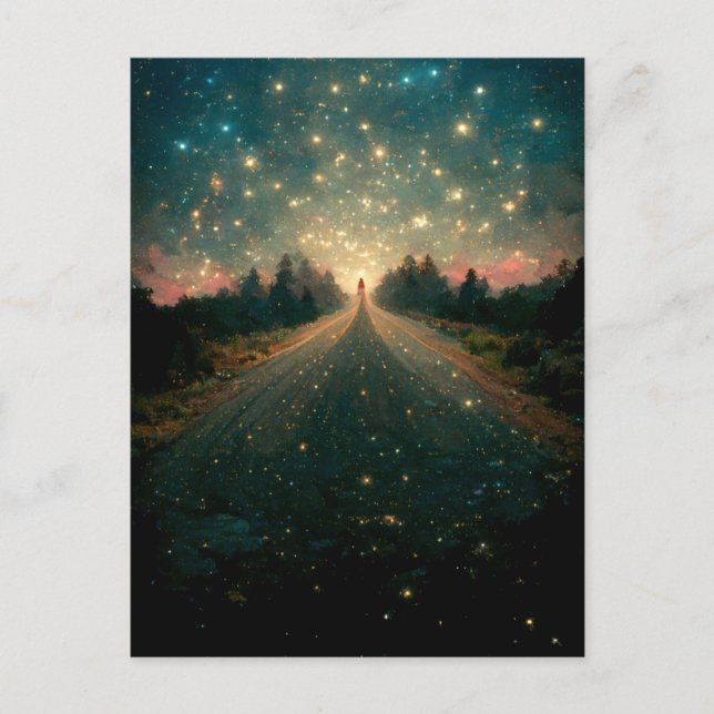 Starry Road Fantasy Ligcape Sci-Fi Vykort (Framsida)