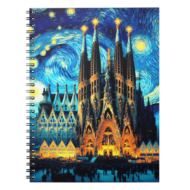Starry Sagrada Familia Barcelona Anteckningsbok (Framsidan)