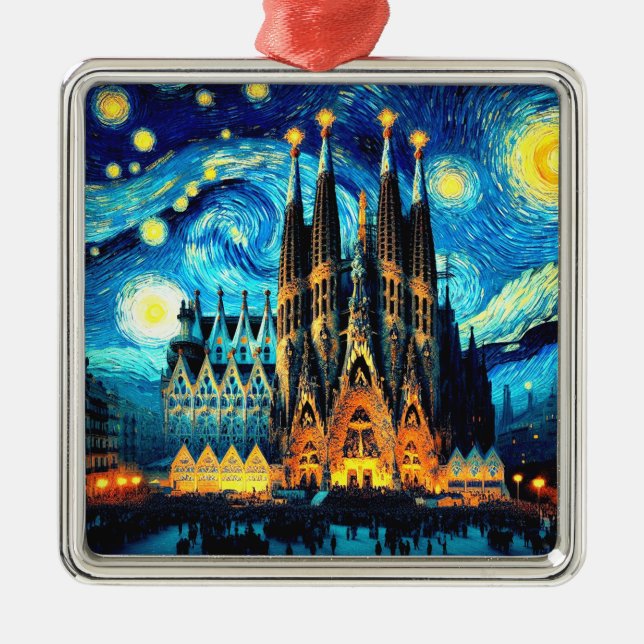 Starry Sagrada Familia Barcelona Julgransprydnad Metall (Framsidan)