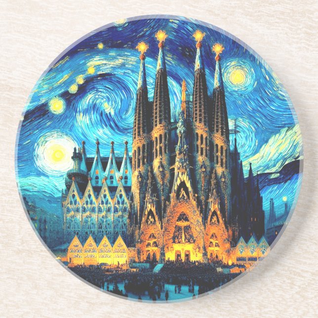 Starry Sagrada Familia Barcelona Underlägg (Framsidan)