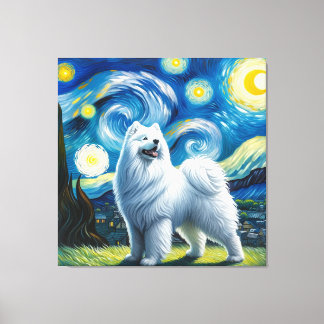 Starry Samoyed Hund Porträtt - Pet Porträtt Canvastryck