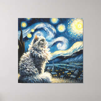 Starry Selkirk Rex Cat Porträtt - Pet Porträtt Canvastryck