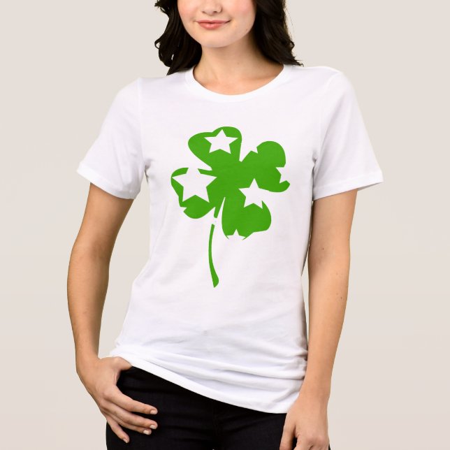 Starry Shamrock St. Patrick's Day T Shirt (Framsida)