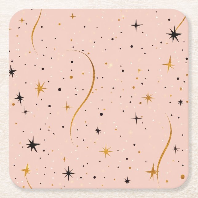 Starry Sip - Underlägg med Star Mönster Papper Kvadrat (Framsidan)