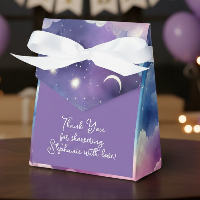 Starry Sky Baby Adoption Shower – Moon and Stars Presentaskar (Celestial baby shower guest favor bag)