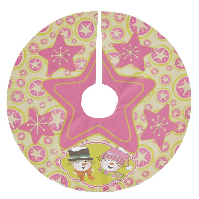 Starry Snögubbars par Anpassningsbar Helgdag Träd  Julgransmatta Borstad Polyester (Framsidan)