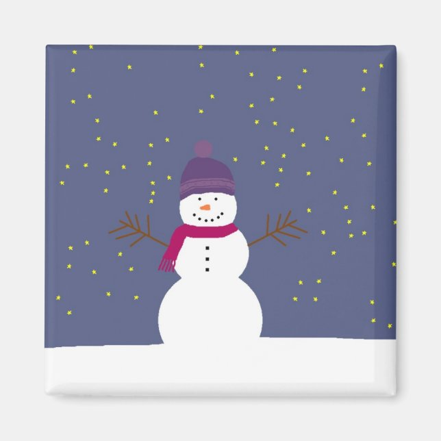 Starry Snögubbe magnet (Framsidan)