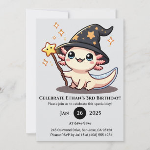 Starry Spell Axolotl Birthday Inbjudningar