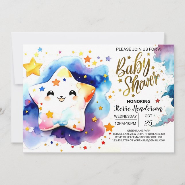 Starry Stardust Dreams Baby Shower Inbjudningar (Framsida)