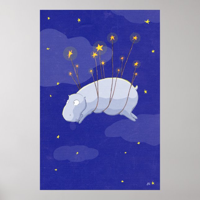 Starry Starry Hippo, en barnbild Poster (Framsidan)