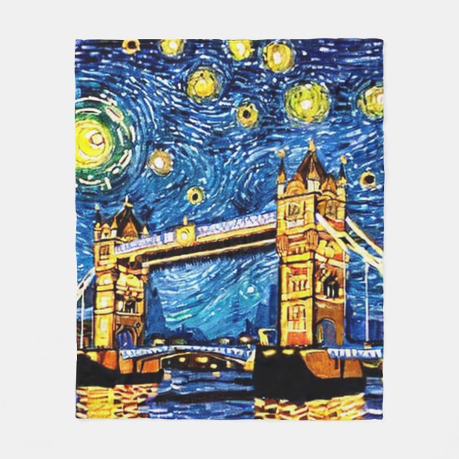 Starry Starry Night London England Fleecefilt (Framsidan)